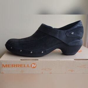 Merrell Womens 9.5 Luxe Wrap Slip On Clogs, Cuban Heels - Black, Style J68678